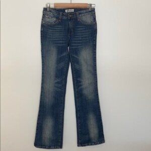 Nineteen Women Blue Medium Wash Denim Flare Low Rise Jeans Size 27